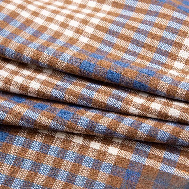 100x145cm Cotton Autumn/winter Cartoon Floral Tweed Flannel Plaid Shirt Fabric Fine Frosted Soft Cloth Yarn-dyed Garment Fabric