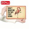 Funny Flamingo Metal Plaque Sign, Don't Make Me Put My Foot Down Quote, 2D Flat Wall Art, Unframed