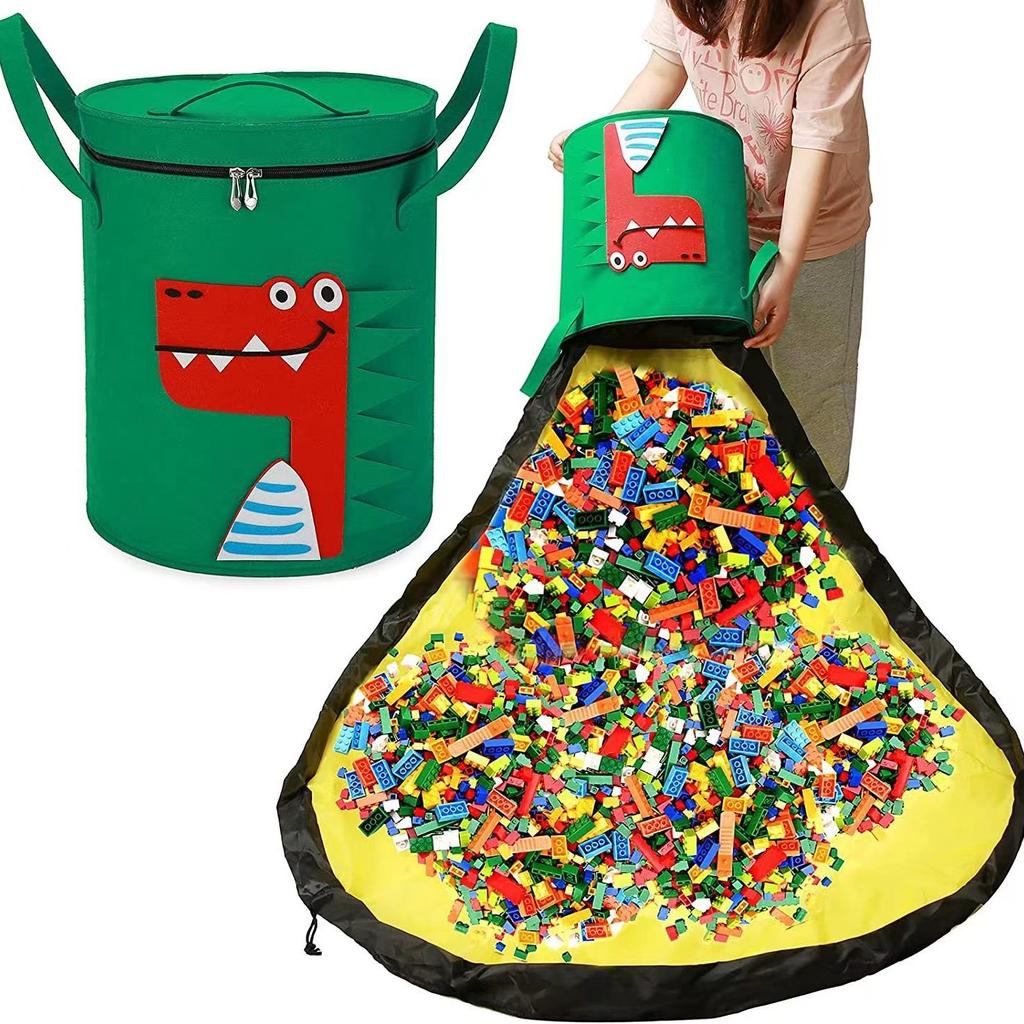 Detachable Felt Foldable Toy Storage Bag Cute Animal Organizer Ziplock Bags Dustproof Large Building Block Kids Play Mat