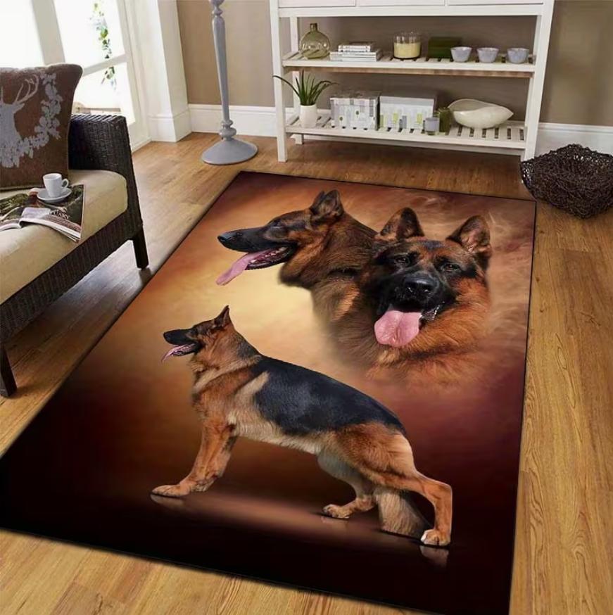 Living Room Rug German Shepherd Dog Cute Healing Theme Carpet Non-Slip Soft Easy To Clean Pet Lover Personalized Home Decor Mat