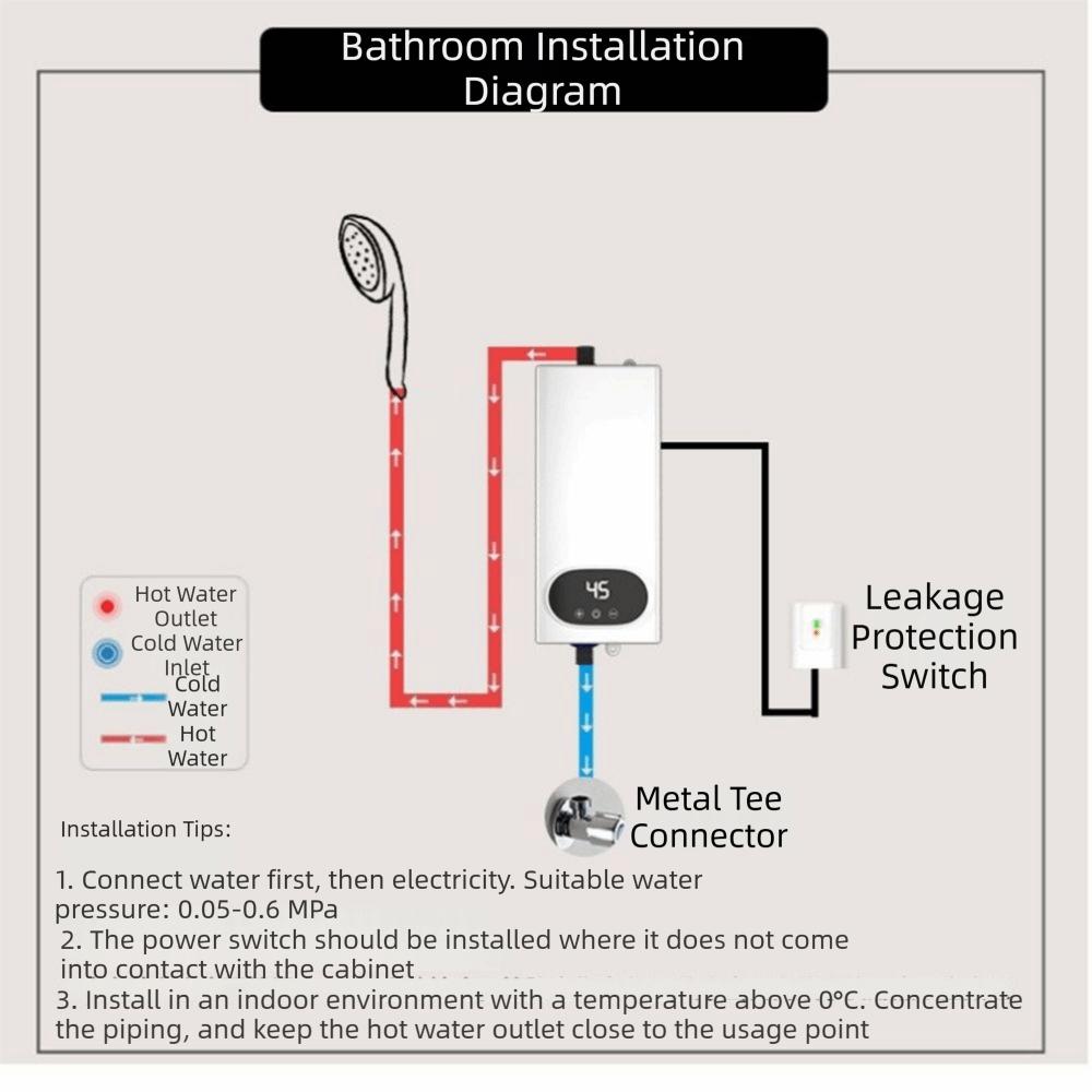 Instant Hot Water Instant Water Heater Digital Display Tankless Water Heater Shower Heating