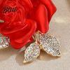 Decorative Brooch Pin 3D Rose Flower Shape Sparkling Rhinestones Inlaid