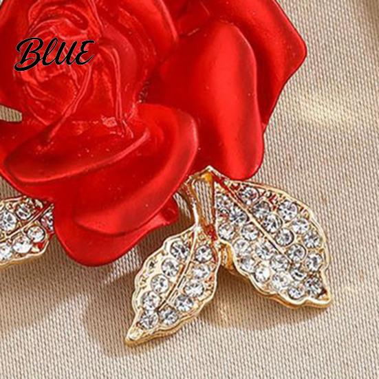 Decorative Brooch Pin 3D Rose Flower Shape Sparkling Rhinestones Inlaid