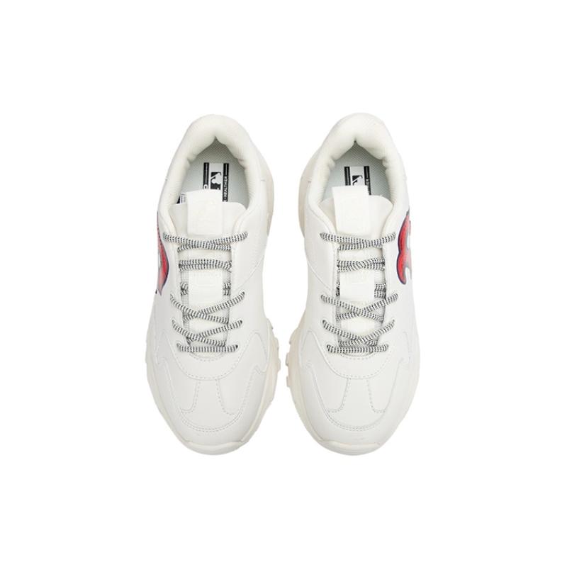 MLB Big Ball Chunky Cushioning Anti-Slip And Wear-Resistant Height Increasing Low-Top Chunky Sneakers Unisex White Red Sneakers 3ASHCS12N-43RDS