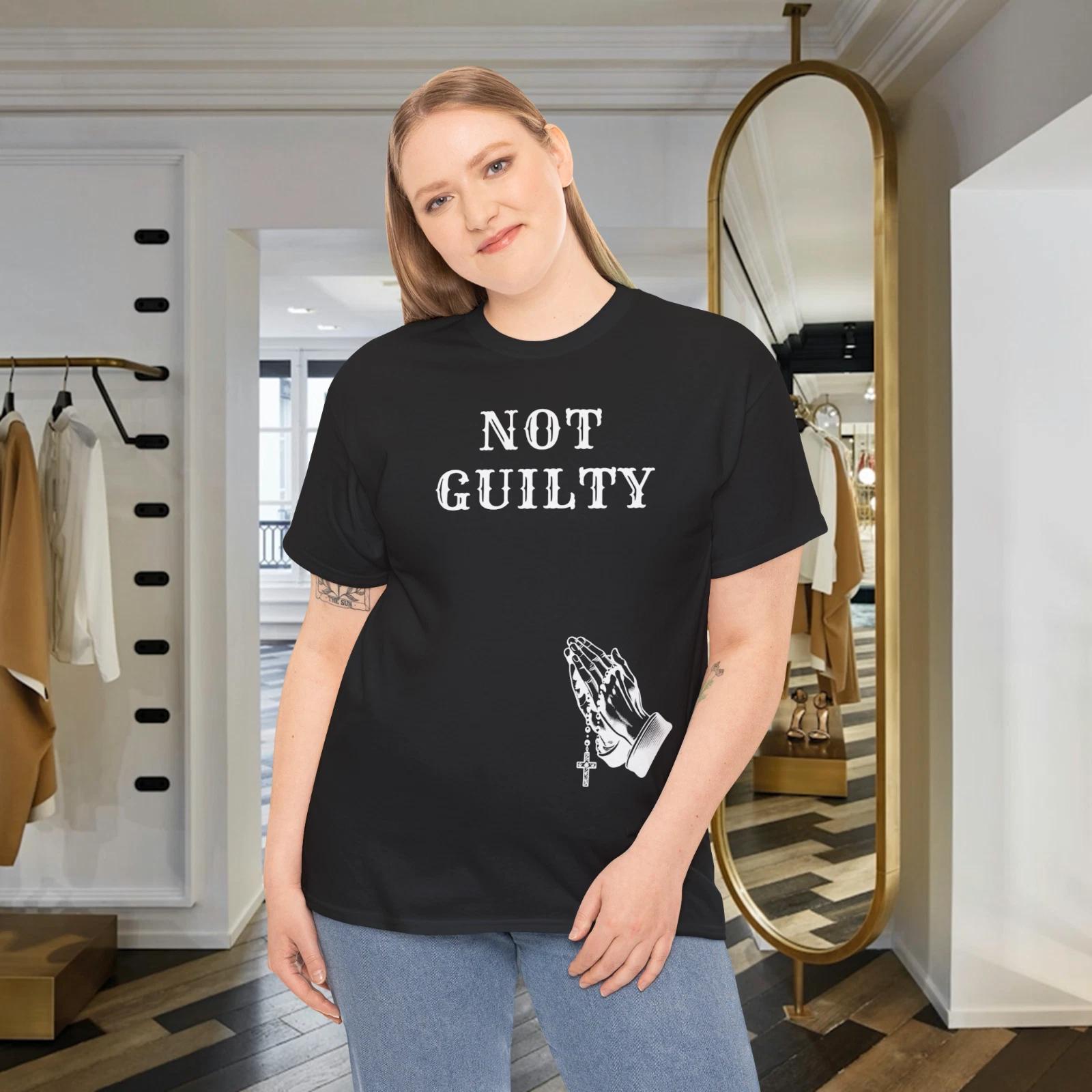 Not Guilty Praying Hands Cross Graphic T-Shirt Faith Religious Tee 2XL
