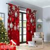 2D vlakke print 2 stuks Vrolijk Kerstfeest Scène Gordijnen Gelukkig Kerstfeest Zilveren Sneeuwvlokken_ Veelzijdig Duurzaam Polyester Zonder