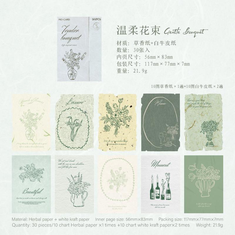 30pcs/pack Retro Material Background Decoration Sticker DIY Scrapbook Writing Paper Office School Stationery Decor Junk Journa