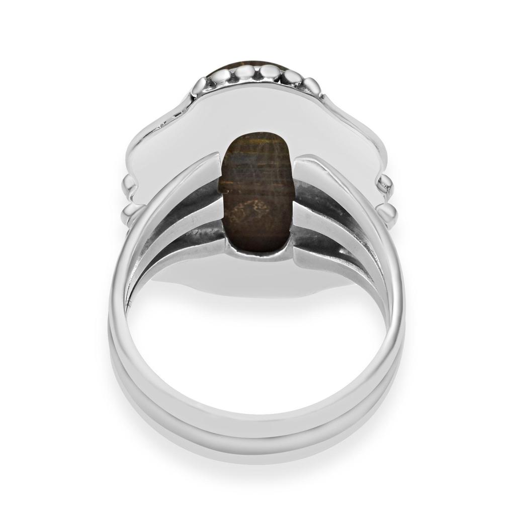 Natural Oval Shape Iron Tiger Eye 925 Sterling Silver Statement Ring For Women & Girls