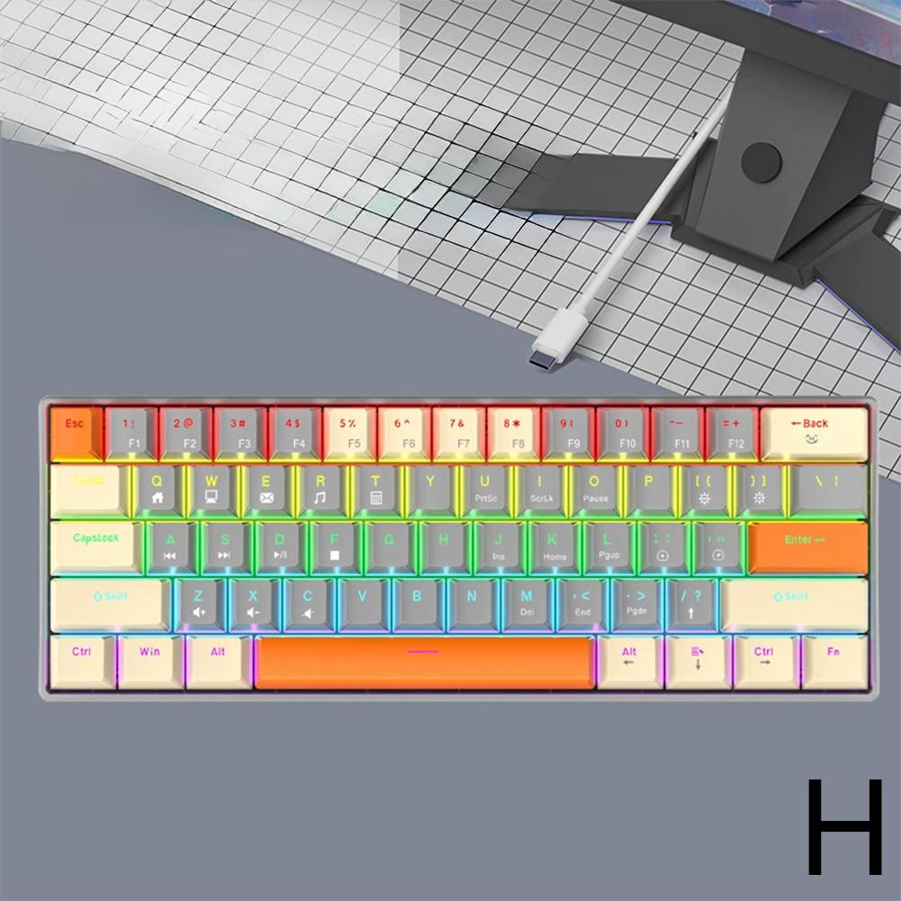 Mini Wired Gaming Mechanical Keyboard Phantom RGB, 61 Keys, Red/Blue/Yellow Switch, Ergonomic Keyboard , Portable for PC/Laptop