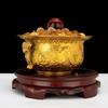 Solid Brass Ornament Incense Burner Copper Treasure Bowl Home Office Shop Counter Entrance Gift