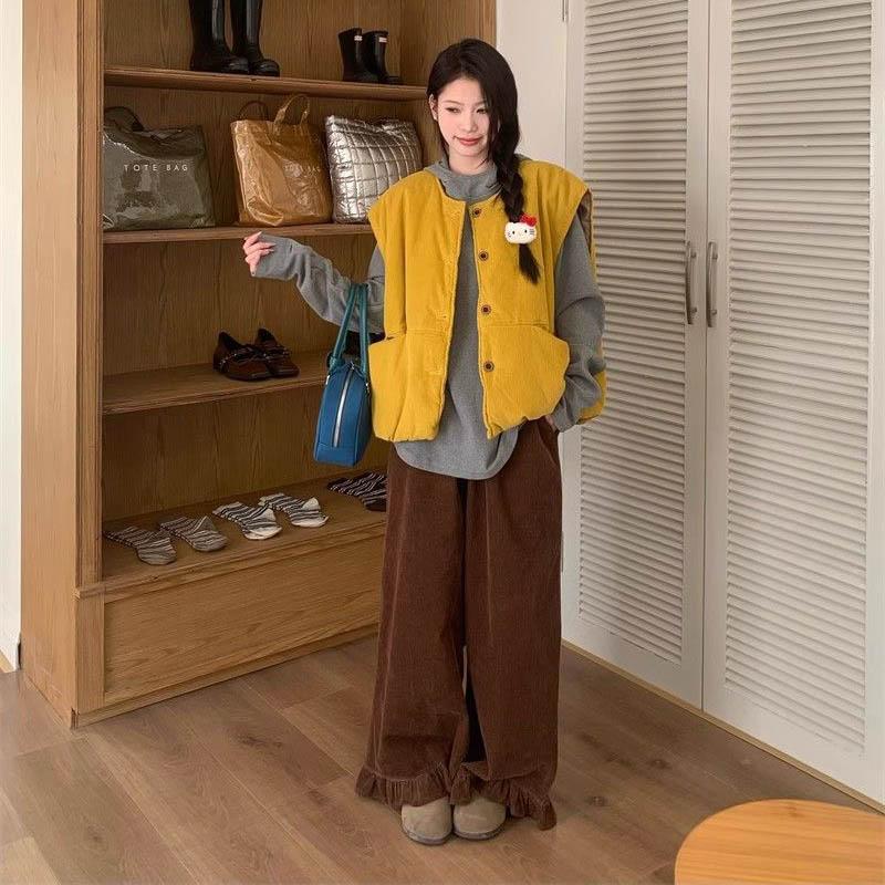 Vest for Women Cotton Winter Sleeveless Tops Vest Oversize Thickened Down Casual V-neck Vest