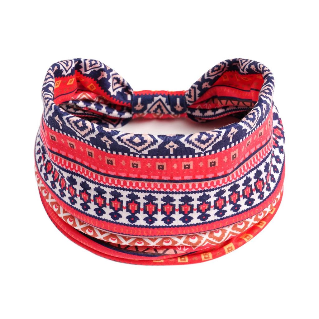 Bohemian Retro Print Yoga Headband: Wide African-Inspired Headscarf for Women