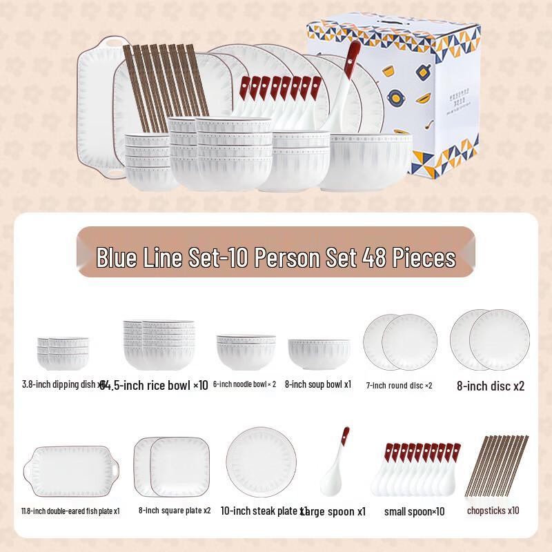 Baizi'en Zestaw ceramicznej zastawy stołowej z dekoracją podszkliwną