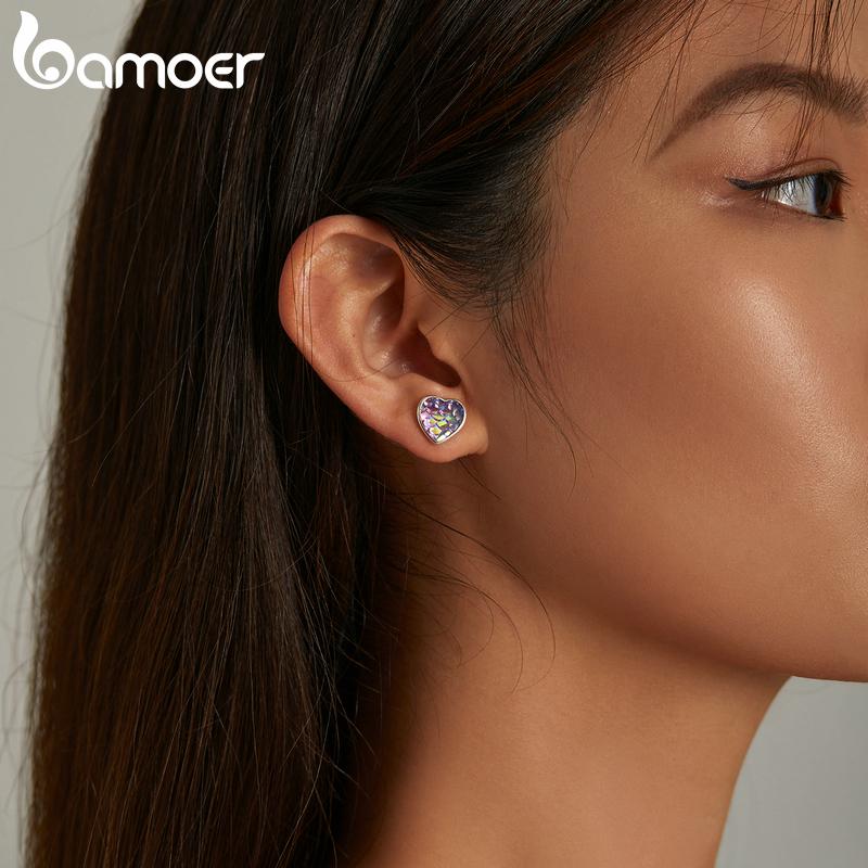 BAMOER 925 Sterling Silver Colorful Zircon Oil Drop Vintage Moth Pendant for Women Fine Jewelry