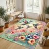 Hummingbirds Floral Theme Soft Crystal Velvet Rug Custom Name & Text Print Non Slip Floor Rug for Bedroom Living Room