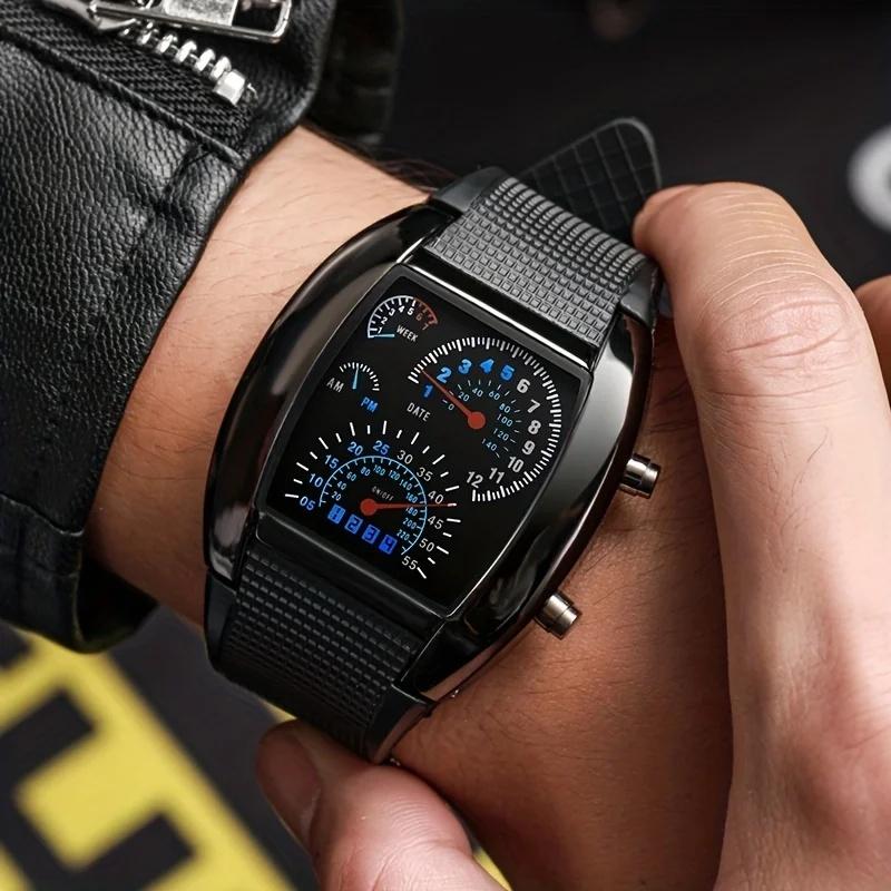 Fashion Car Design Binary Watch Men Led Digital Watches Multi-function Electronic Wristwatches Men Erkek Kol Saati Reloj Hombre