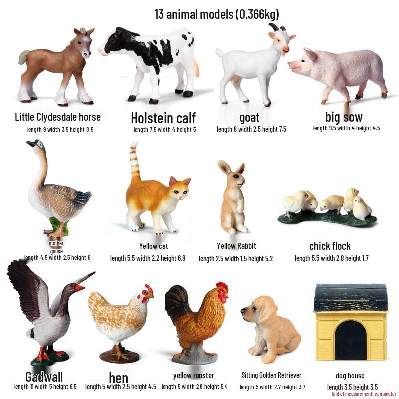 Farm Animal Simulation Toy Set: Chicken, Duck, Goose, Boar, Horse, Cow - Educational Gift for Children, Cognitive Ornament