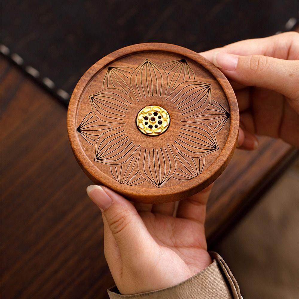 Solid Wood Line Incense Burner Handmade Incense Stove Thread Incense Insert Base Indoor Use