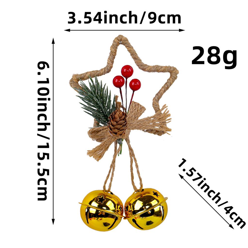 Zhongran Christmas Pentagram Bell Accessories Pendant Diy Christmas Tree Pendant Bow Bell Window Props