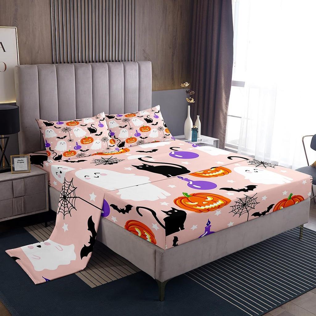 Halloween-Themed Pattern Mattress Four-Piece Bedding Set Bedroom Dormitory Bedding Decoration