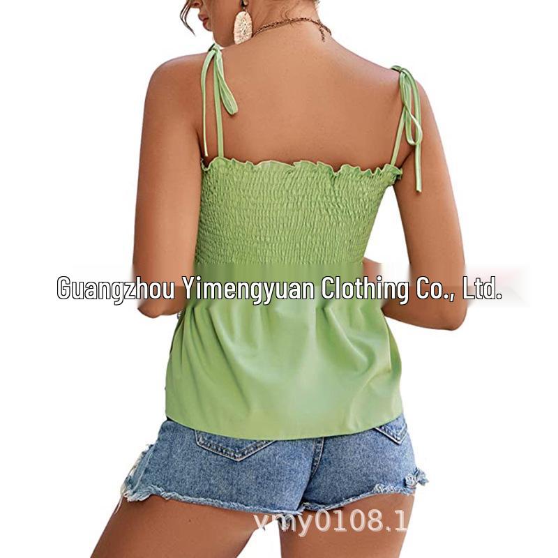 2025 Women's Fashion Solid Color Sexy Off-Shoulder Sleeveless Tie-Up Bandeau Top
