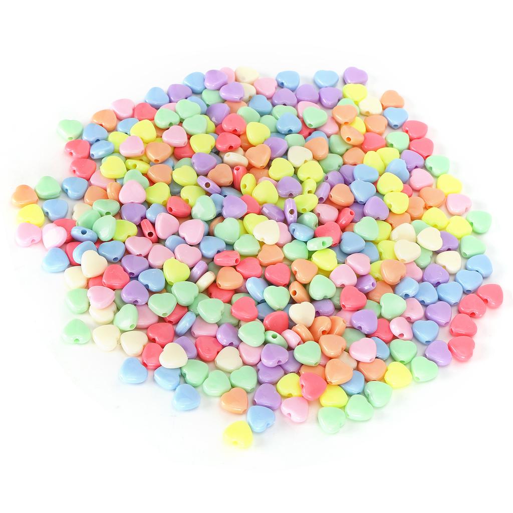 500PCS Heart Shaped Plastic Beads Craft Beads for DIY Clothing Accessories Materials