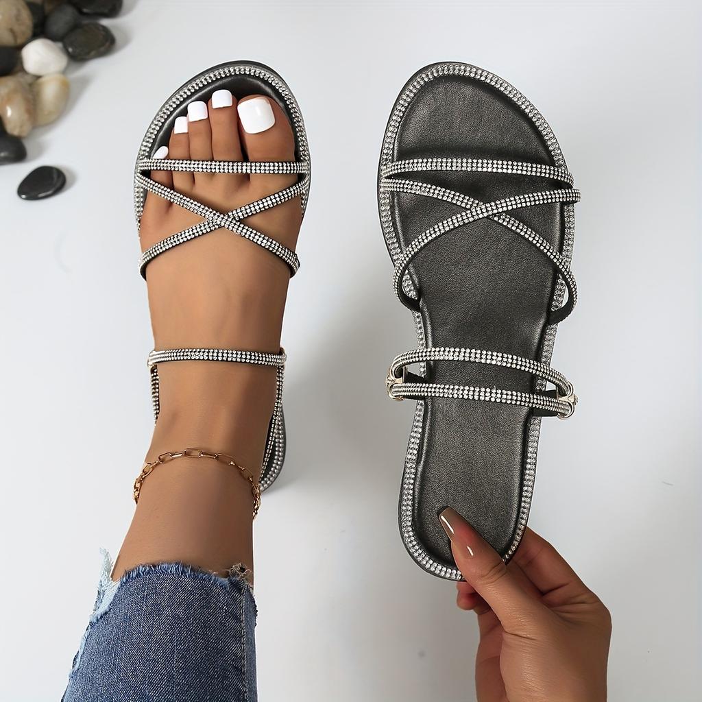 Women Slippers  New Summer Flat Glitter Fashion Designer Sandals Luxury Rubber Rome Slippers Slides Women Zapatos De Mujer