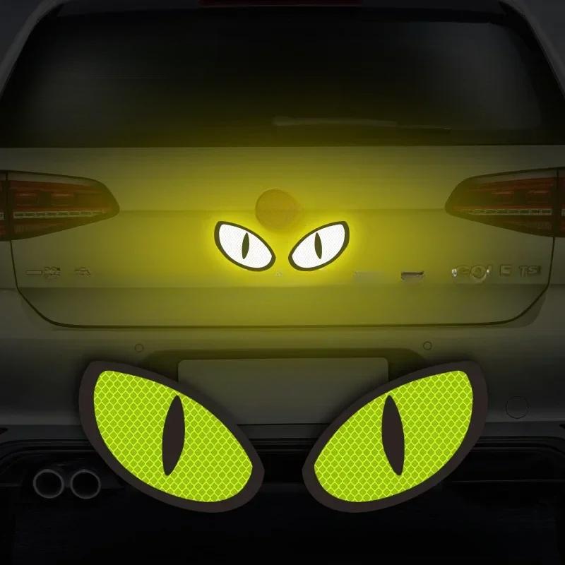 2 piezas Ojos de Gato Diablo Advertencia Cinta Reflectante de Seguridad para Coche Auto Camión Motocicleta Remolque Tira de Advertencia de Seguridad