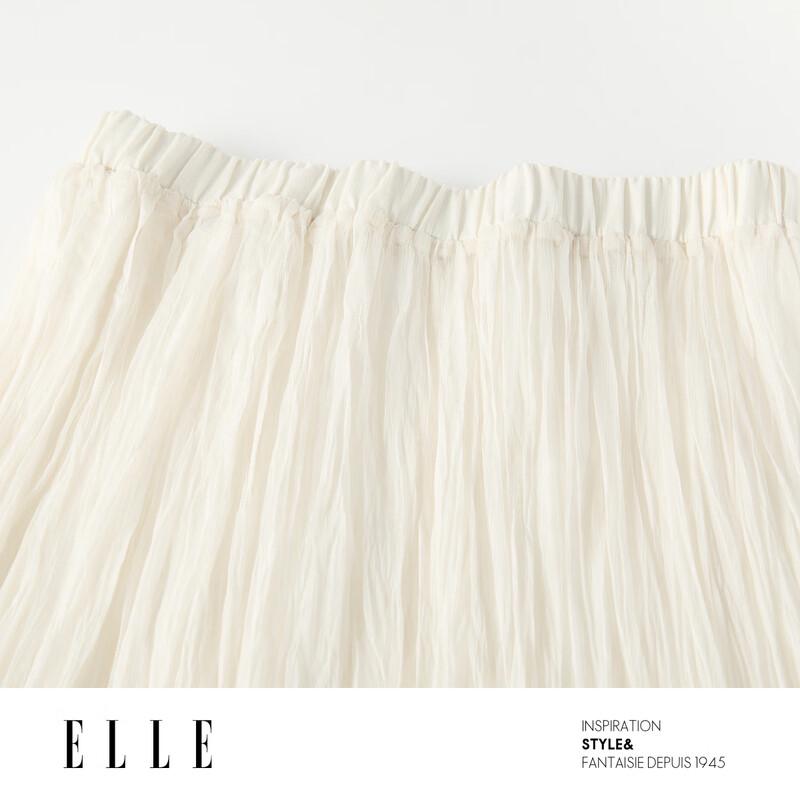 ELLE French Textured Pleated Midi Skirt