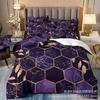 3D Digital Printing Light Luxury Geometric Honeycomb Stone Pattern Bedding Quilt Cover Three-Piece Set