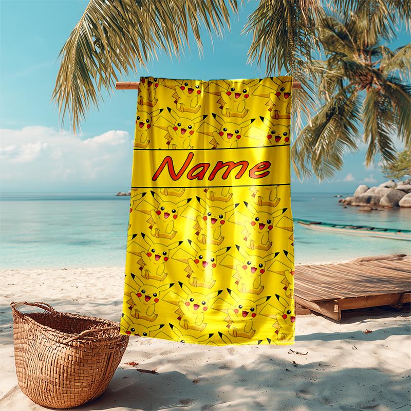 Personalized Customized Proof Beach Towel with Pokémon Pikachu Pattern - Soft, Absorbent,quick-drying,perfect Swimming,camping&bathing