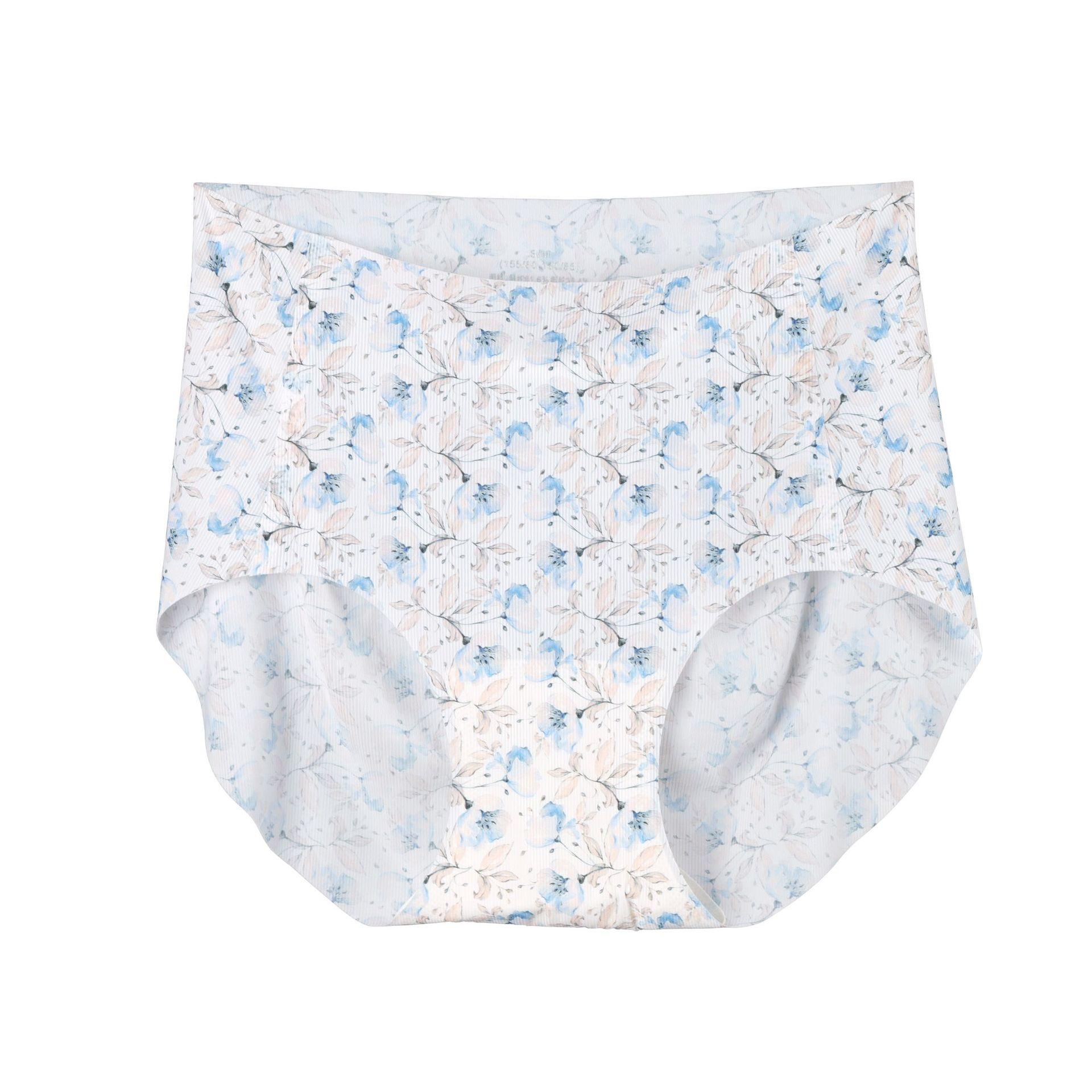 

Женские трусы из ледяного шелка с высокой талией и цветочным принтом, летнее модальное антибактериальное бесшовное нижнее белье с промежностью L-XL