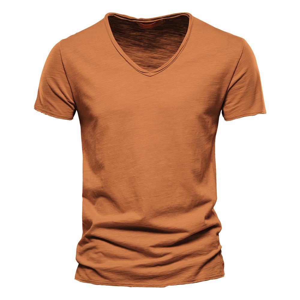 Sommer Herren Uni Bambus Baumwolle V-Ausschnitt T-Shirt - Heißverkaufender Europäischer & Amerikanischer Stil