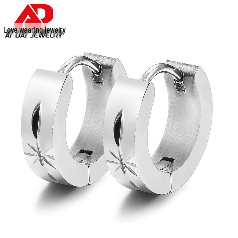 

Men s & Women s Titanium Steel Korean Style Stud & Ear Cuff Earrings - Trendy, Fashionable & Round Temperament Jewelry