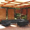 Day and Night - Day and Night Garden Furniture 12 Pieces and Cushions Black Solid Pine Wood