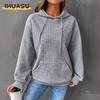 Damen-Kapuzenpullover und Sweatshirts mit modischem, lässigem, einfarbigem Druck und langen Ärmeln