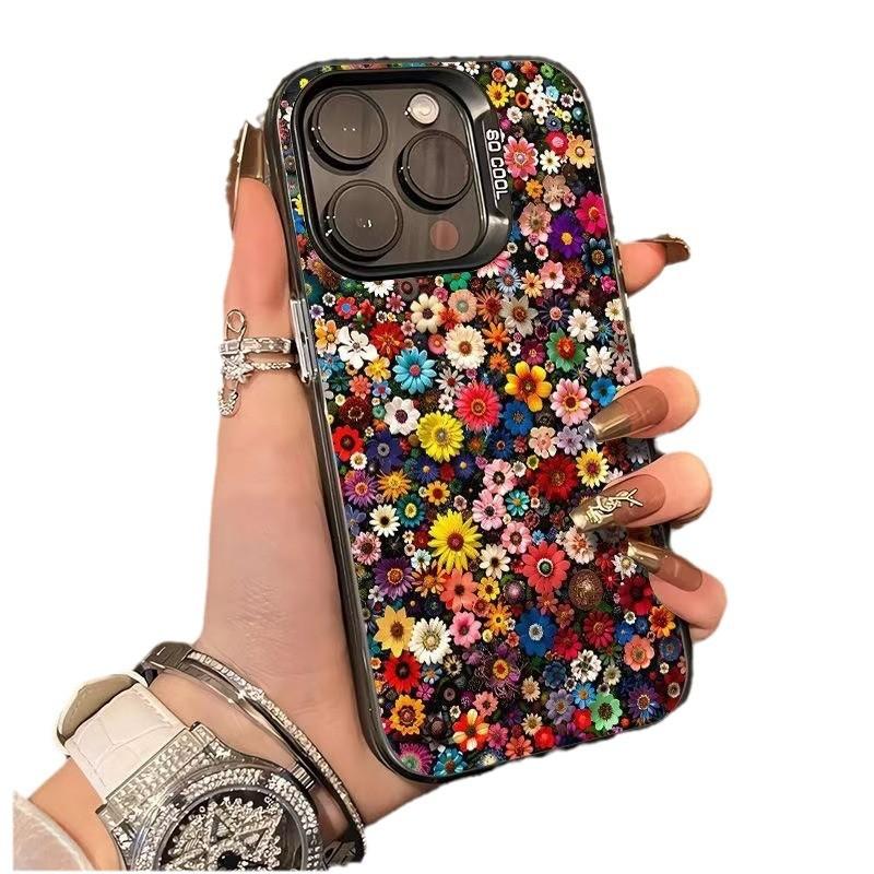 Colorful flower sea applies to Apple 15Promax mobile phone case iPhone16Pro premium 14 new 17Pro flowers