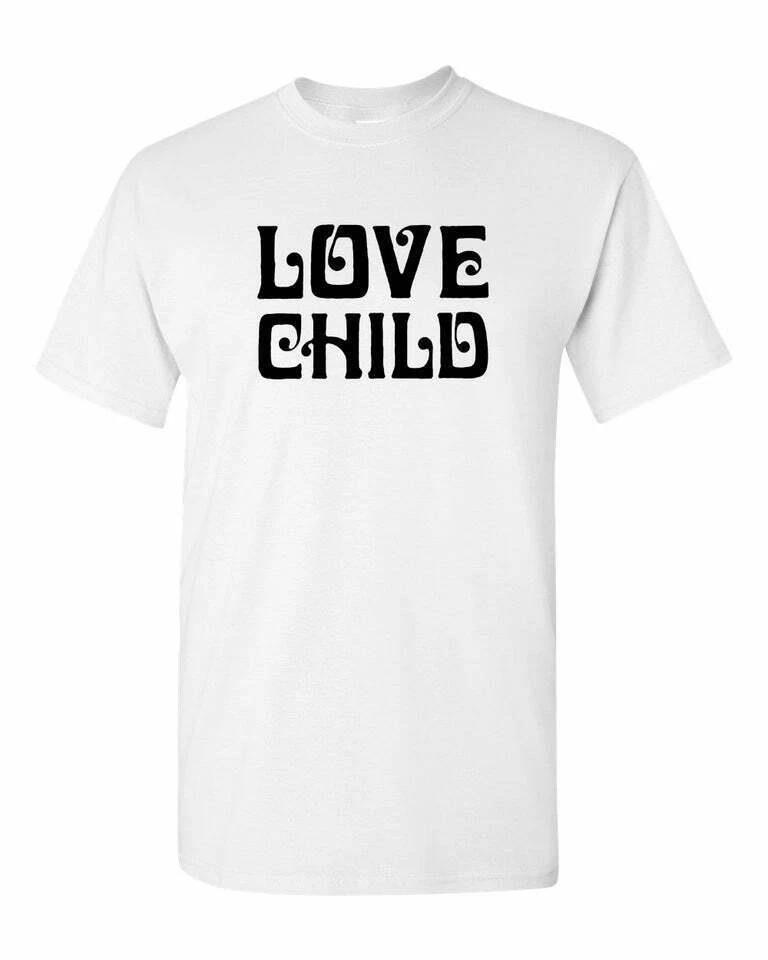 Men s T-shirt Novelty Groovy Retro Design 70 s Love Child White S