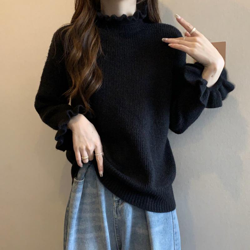 

Women s Plus Size Slimming Knit Sweater - Half High Neck, European Style, Spring & Autumn XL [Recommended 115-130 Jin]
