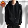Men's Retro Plus Velvet Hoodie - Solid Color, American Trend, 2023 Spring/Autumn/Winter