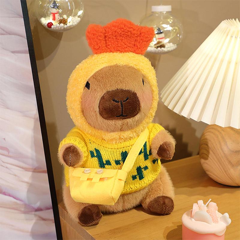 8-10Pcs Capybara Plush Doll With Clothes & Accessories Cute Stuffed Animal Dress Up Doll Toys Set