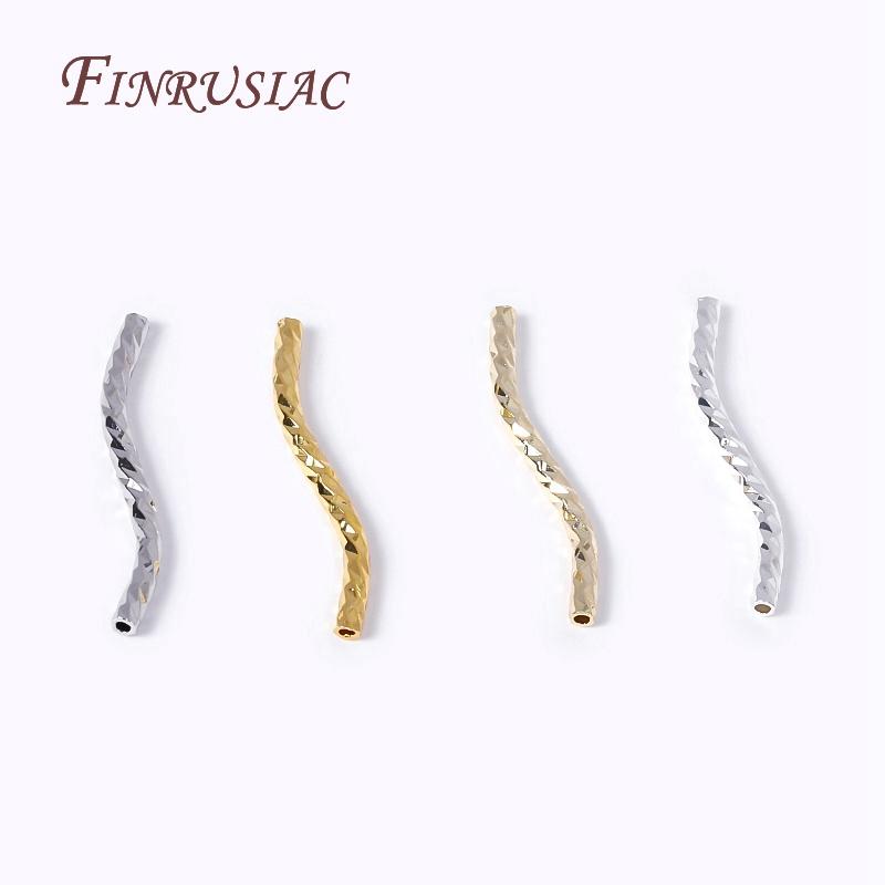 Handmade DIY Jewellery Findings Components 18K Gold Plated S Shape Curved Tube Brass Metal Twisted Tube Beads Connector