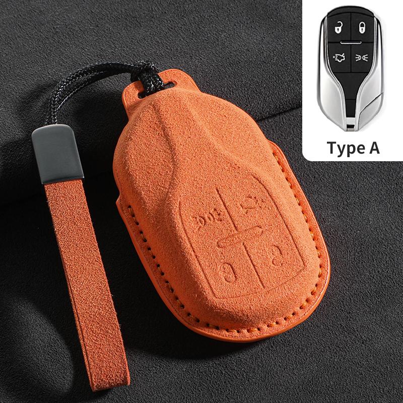 Leather Car Key Case For Maserati Ghibli President Grecale Levante Granturismo Quattroporte Grancabrio Mc2 Fob Auto Accessories