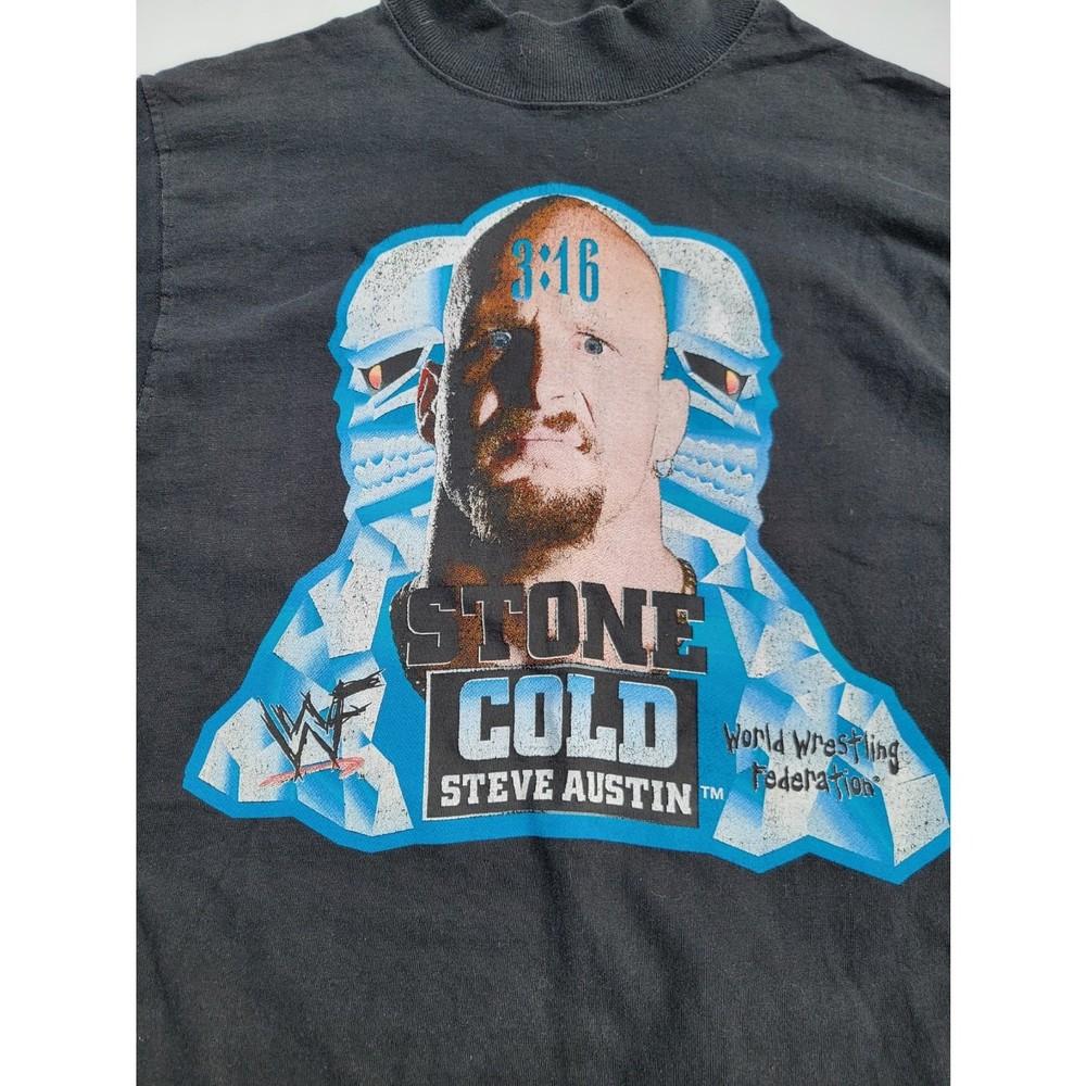 Vtg WWF 1997 Stone Cold Basic Black Rare Design Short Sleeve T shirt NH26152 XL