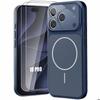 Case + 2 Tempered Glasses for iPhone 18 Pro, with Camera Protection Blue Magnetic Circle