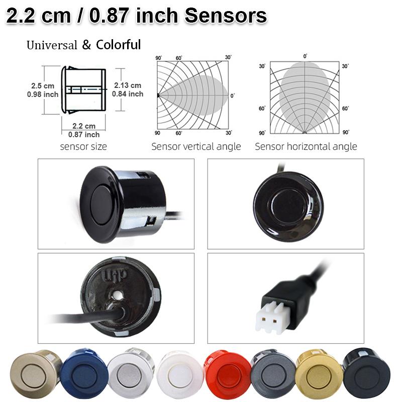 Sinovcle Car Parking Sensor Parktronic 4 Sensors 22 mm With Buzzer Reverse Backup Radar Buzzer System 8 Colors 12V