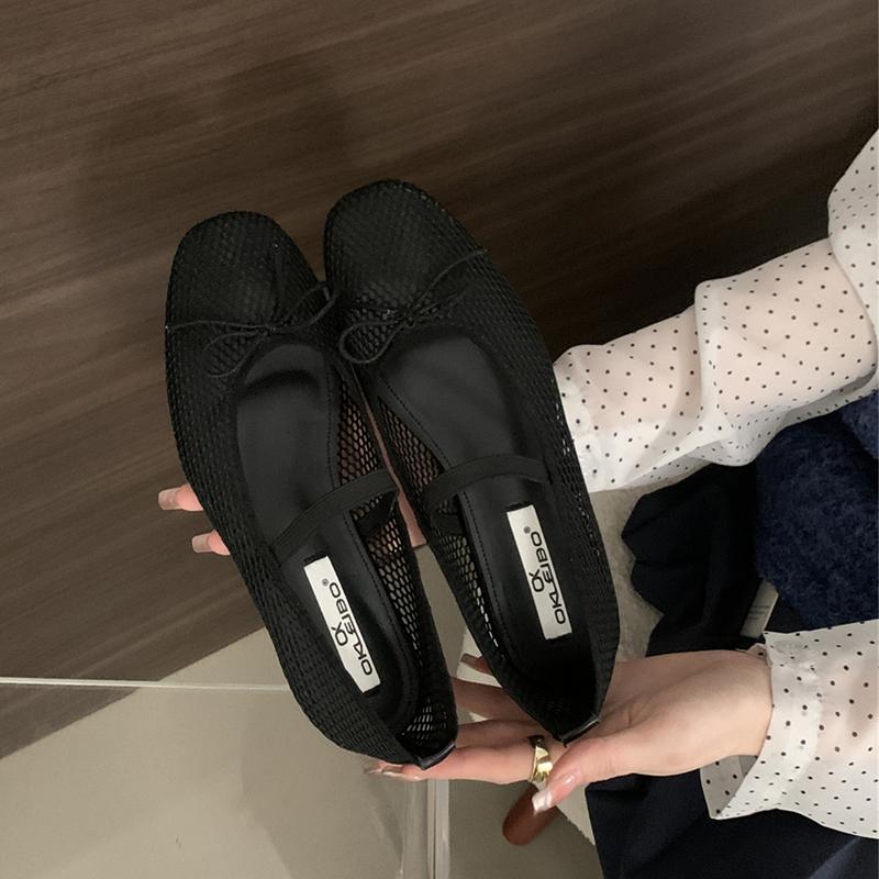 Fashion SUOJIALUN 2025 Summer New Brand Women Flat Shoes Fashion Mesh Ladies Elegant Boat Shoes Round Toe Shallow Slip On Ballerina Shoe
