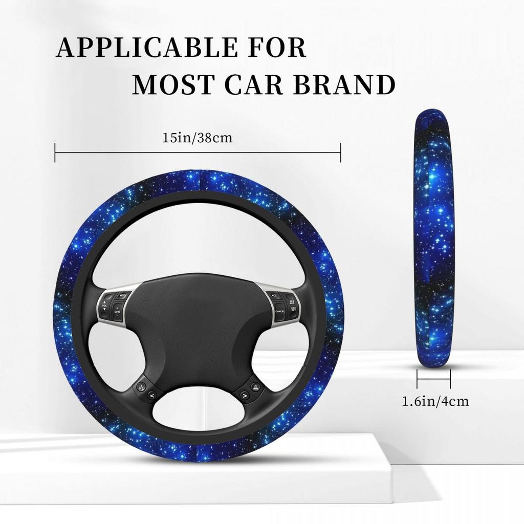 NEW Car Steering Wheel Cover Without Inner Ring, Breathable and Anti-slip, Blue Starry Sky Girl Steering Wheel Cover