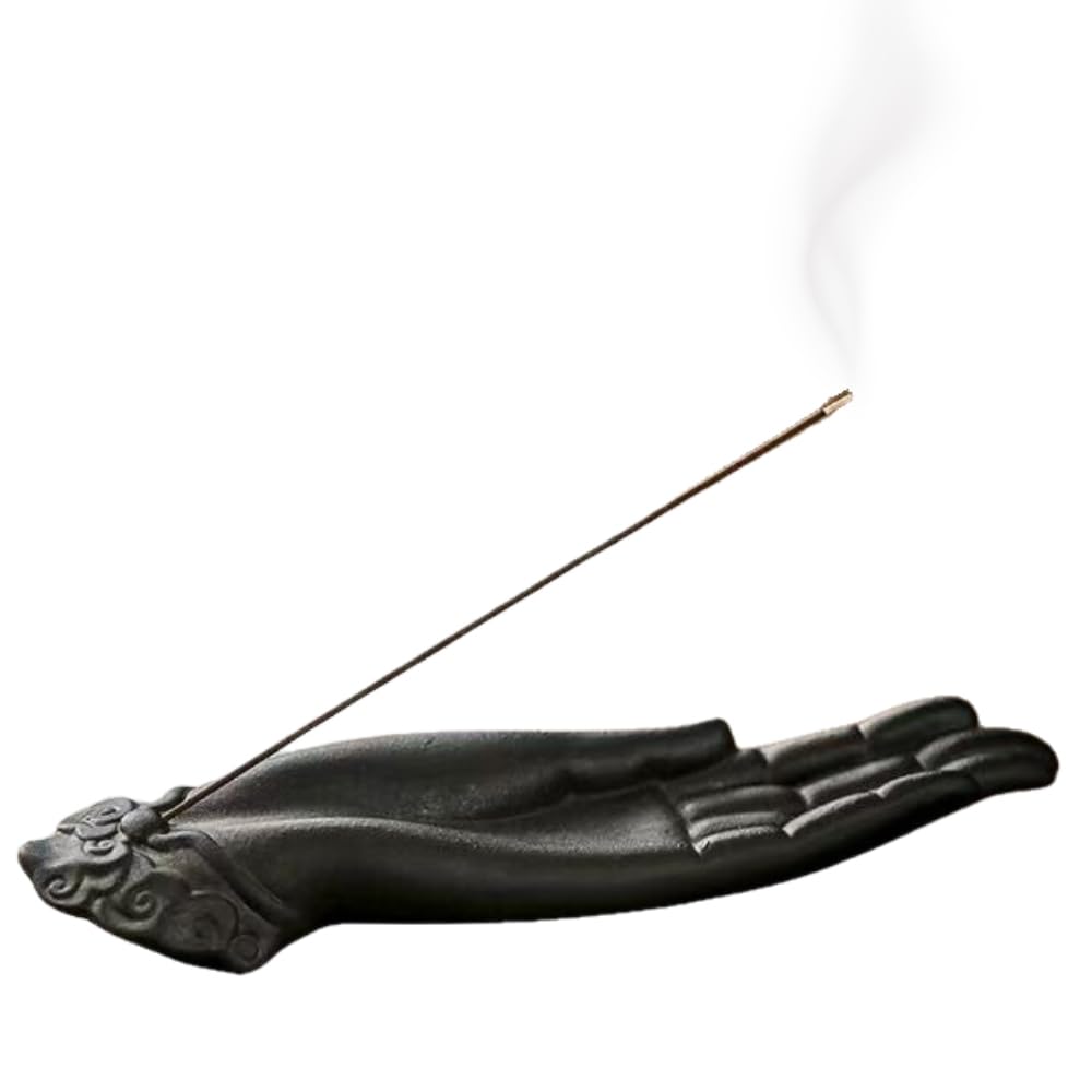JP Number Stylish Incense Holder with Buddha Hands, Mudsha (Hand Movement), Feng Shui, Good Luck, Purification, Interior Decor, Healing Item
