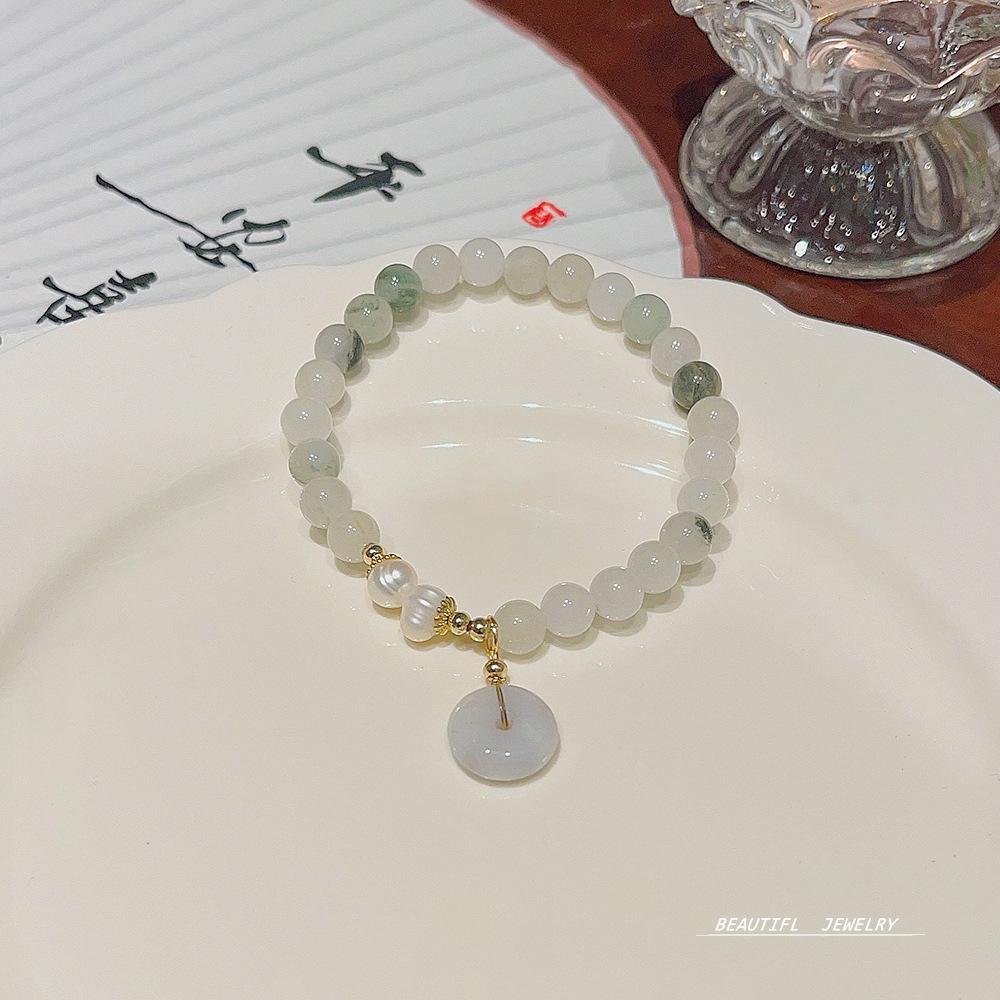 Sweet Fashion Creative Natural Stone Crystal Pearl Bracelet Light Luxury Niche National Wind Couple Bracelet Jewelry Women